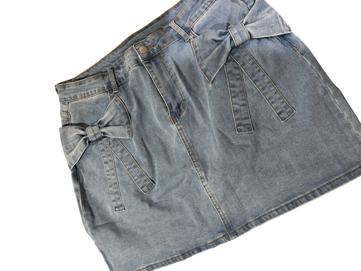 Bowed in Denim Skirt