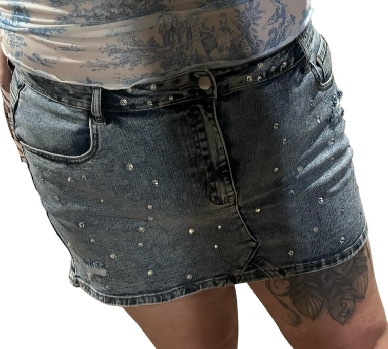 Dust & Dazzle Denim Mini Skirt