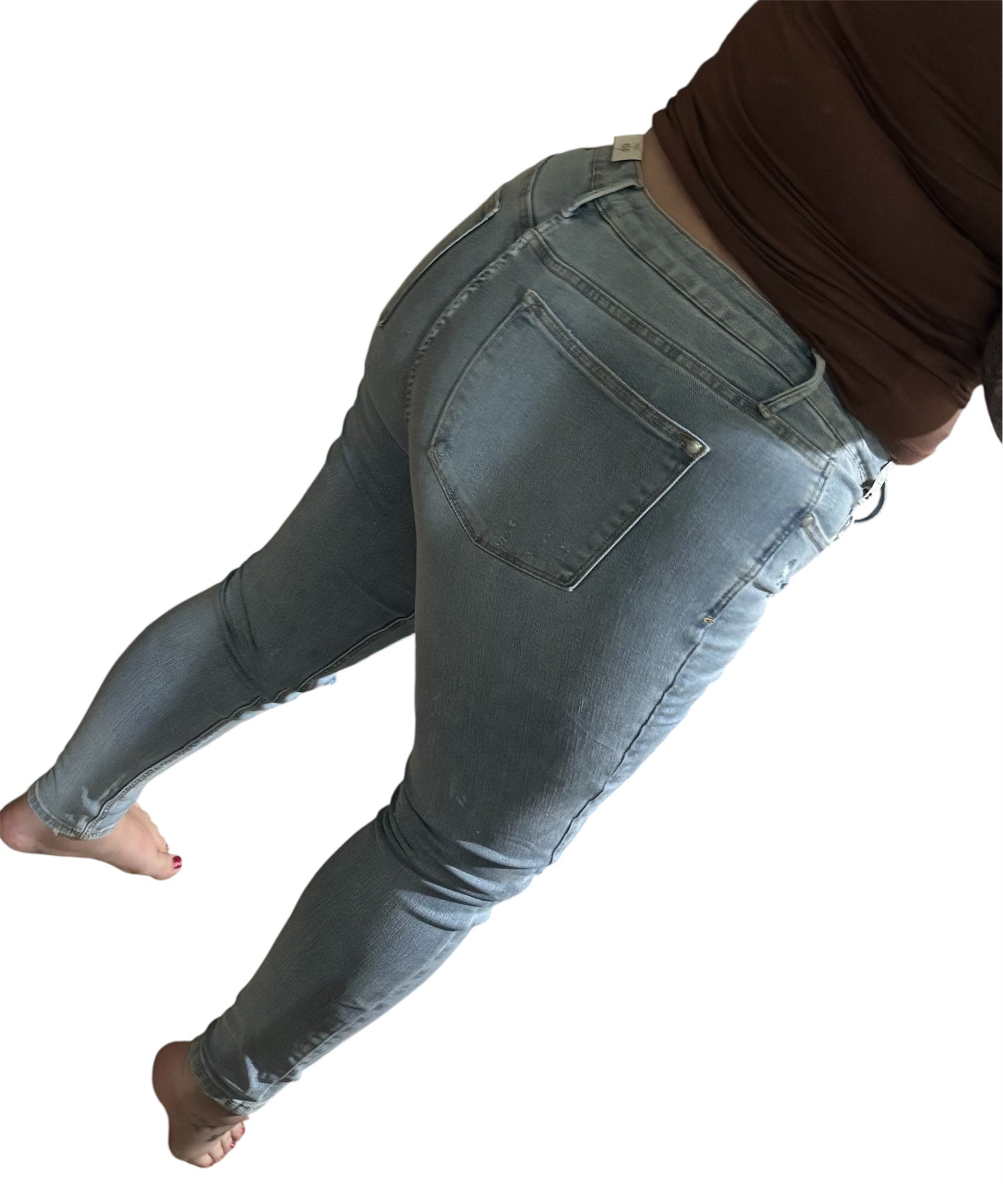 Judy Blue Mid Rise Tummy Control Distressed Skinny Jeans