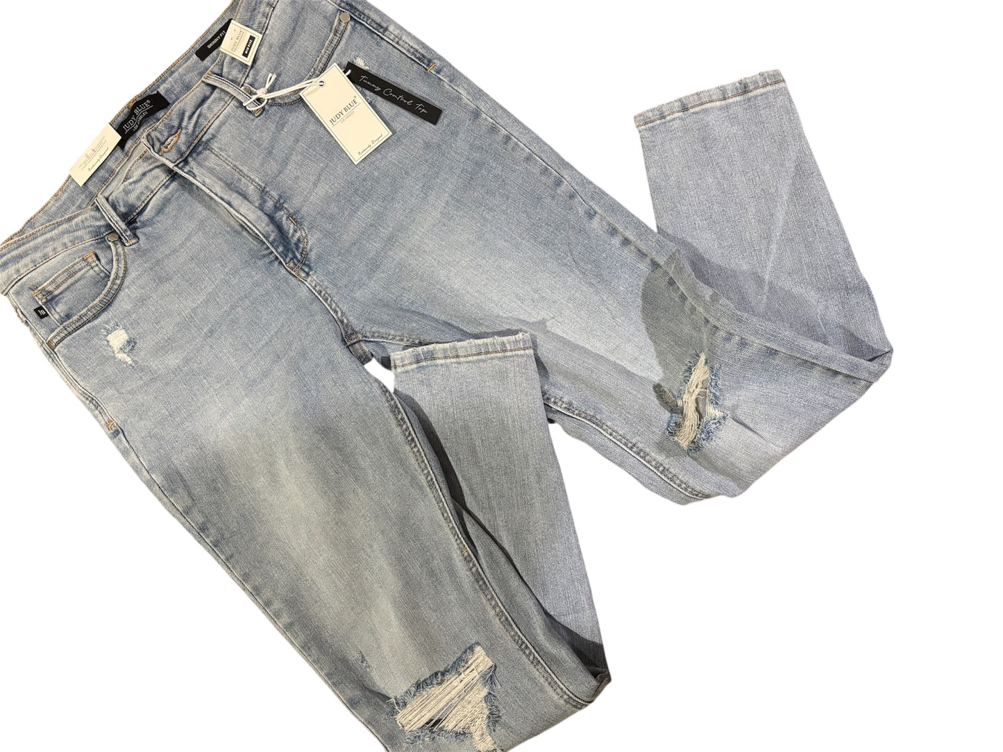 Judy Blue Mid Rise Tummy Control Distressed Skinny Jeans
