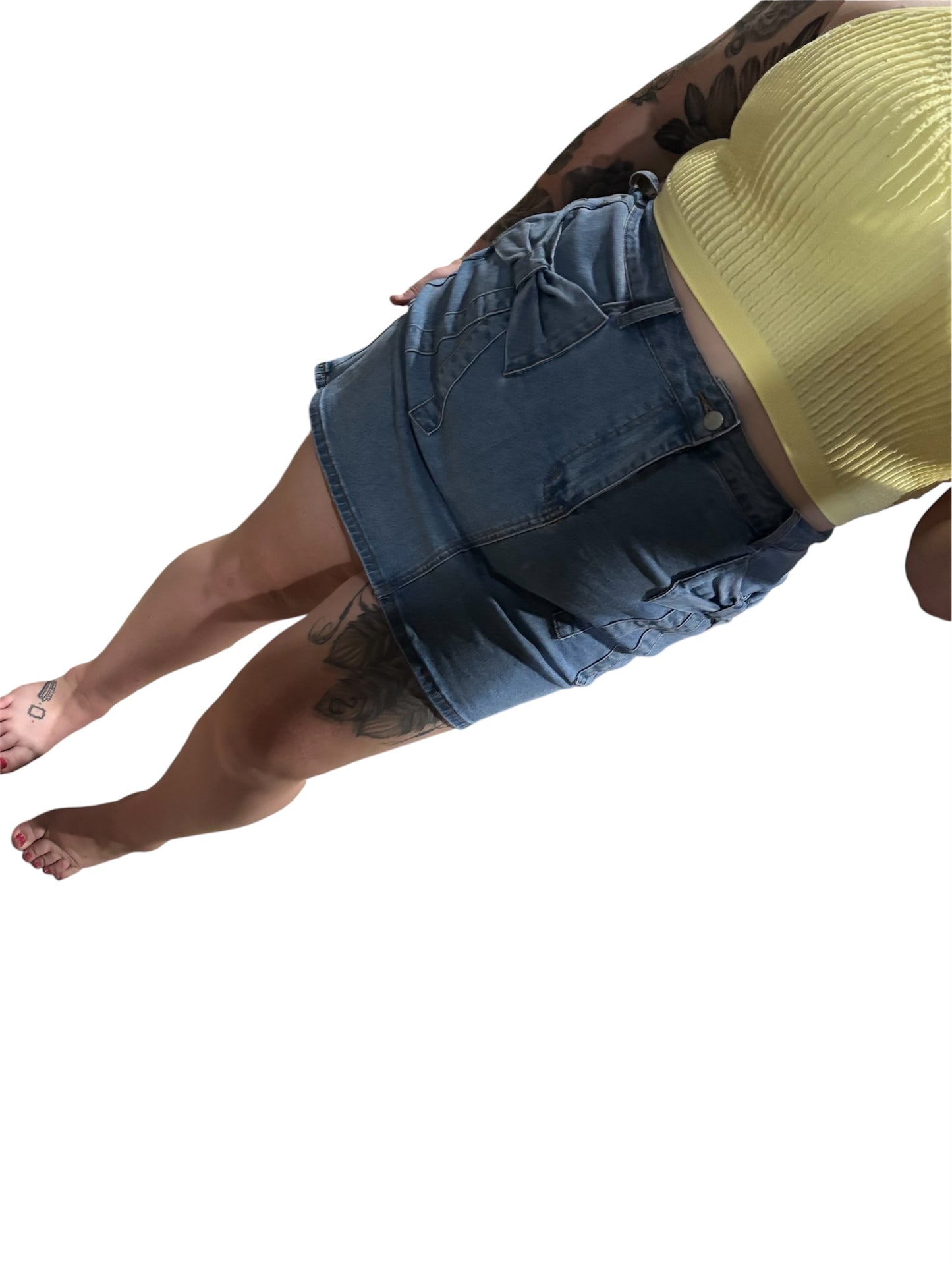 Bowed in Denim Skirt