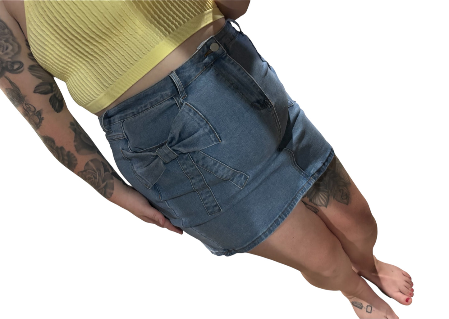 Bowed in Denim Skirt